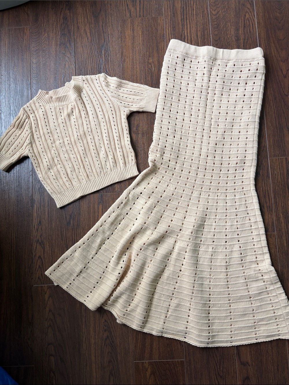 NWOT Cream Knit Top and Mermaid Skirt set